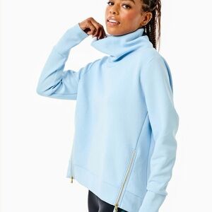 Addison Bay Polished Double Knit Zip Everyday Pullover Baby Blue Size Small NWOT